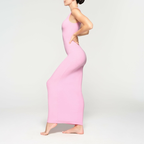 NWOT SKIMS Cotton Candy Soft Lounge Sleeveless Long Dress Pink Maxi Kim K New - Picture 7 of 12